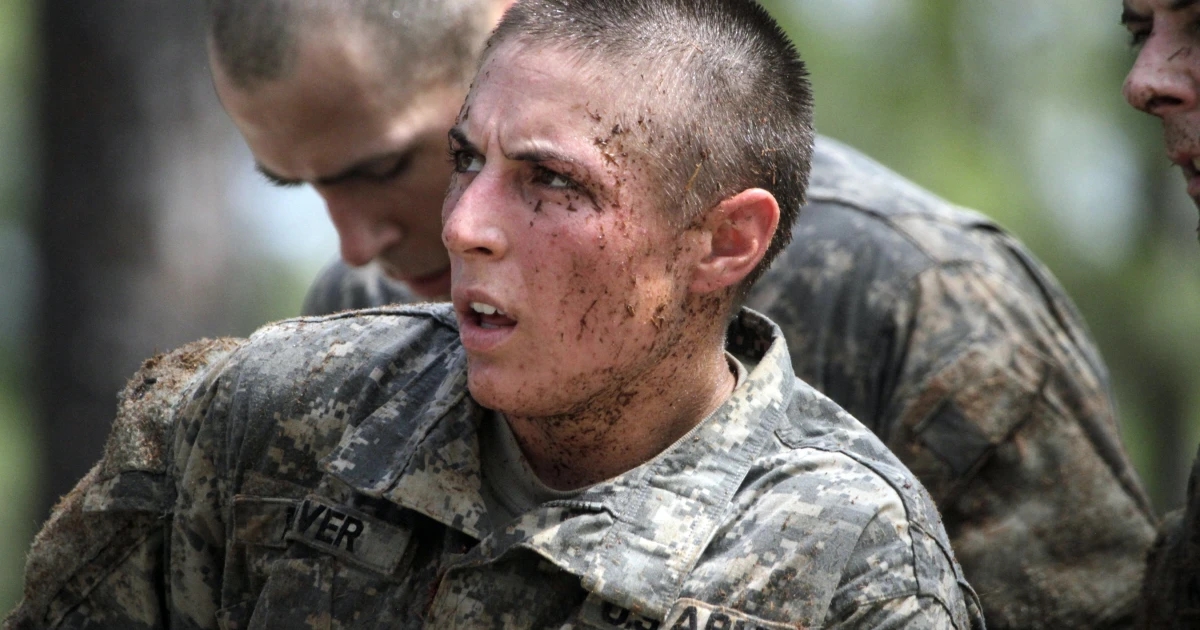 Figure 3 1st Lt. Shaye Haver on an obstacle course during Army Ranger school.
