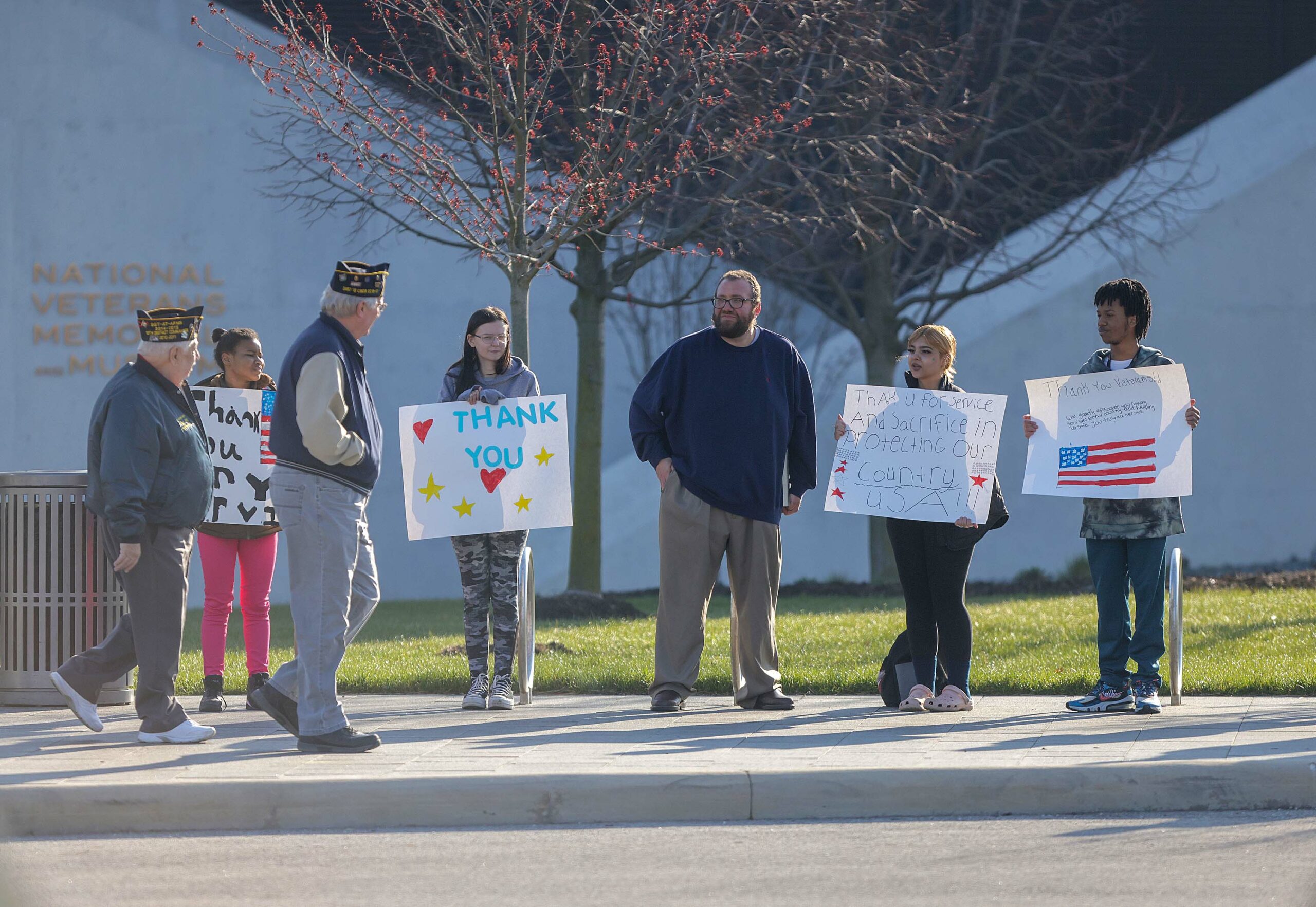 Students from Franklinton High School display Welcome Home Signs in 2024.